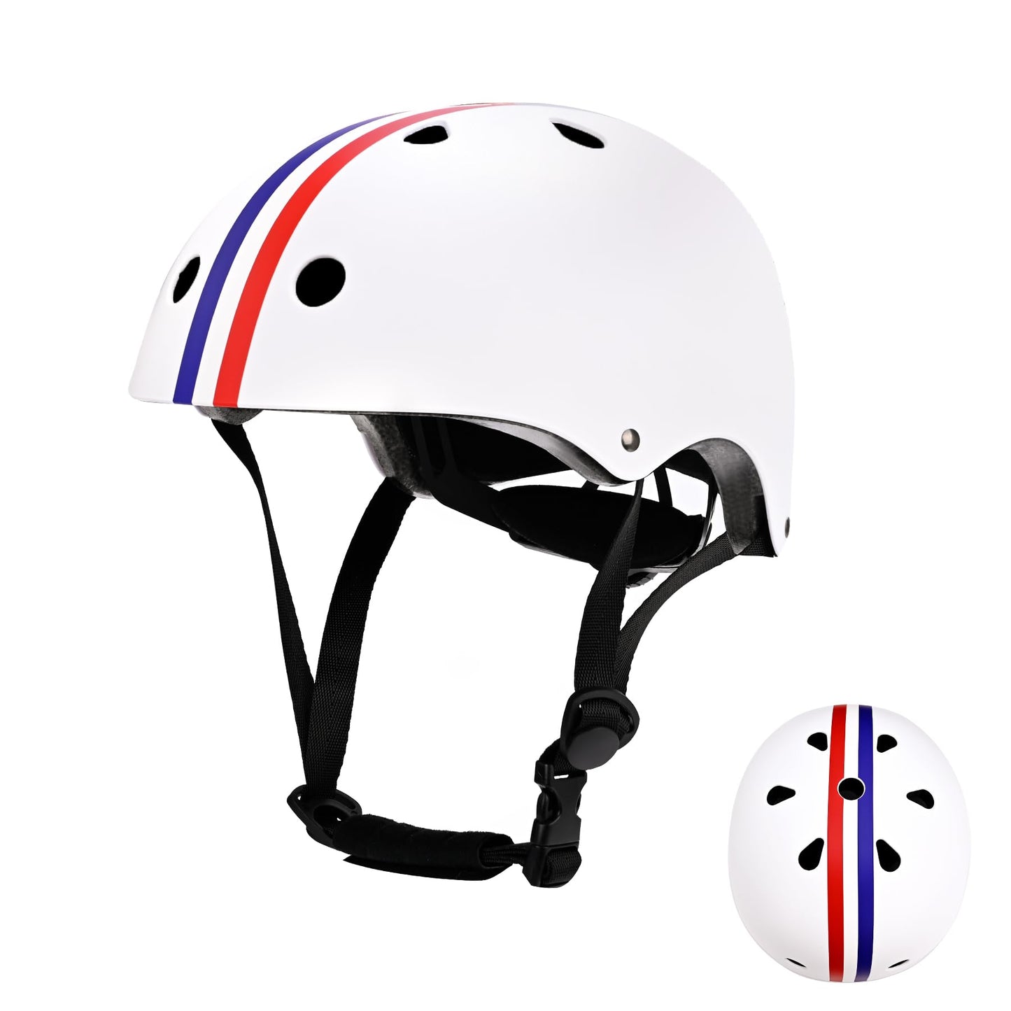 LIRENGUI Kids Helmet Adjustable Simple White Color Helmet Bike Helmet for Boys and Girls Highly-Protective & Premium Ventilation Bicycle Rollerblading Longboard Skate Scooter (Medium Size)