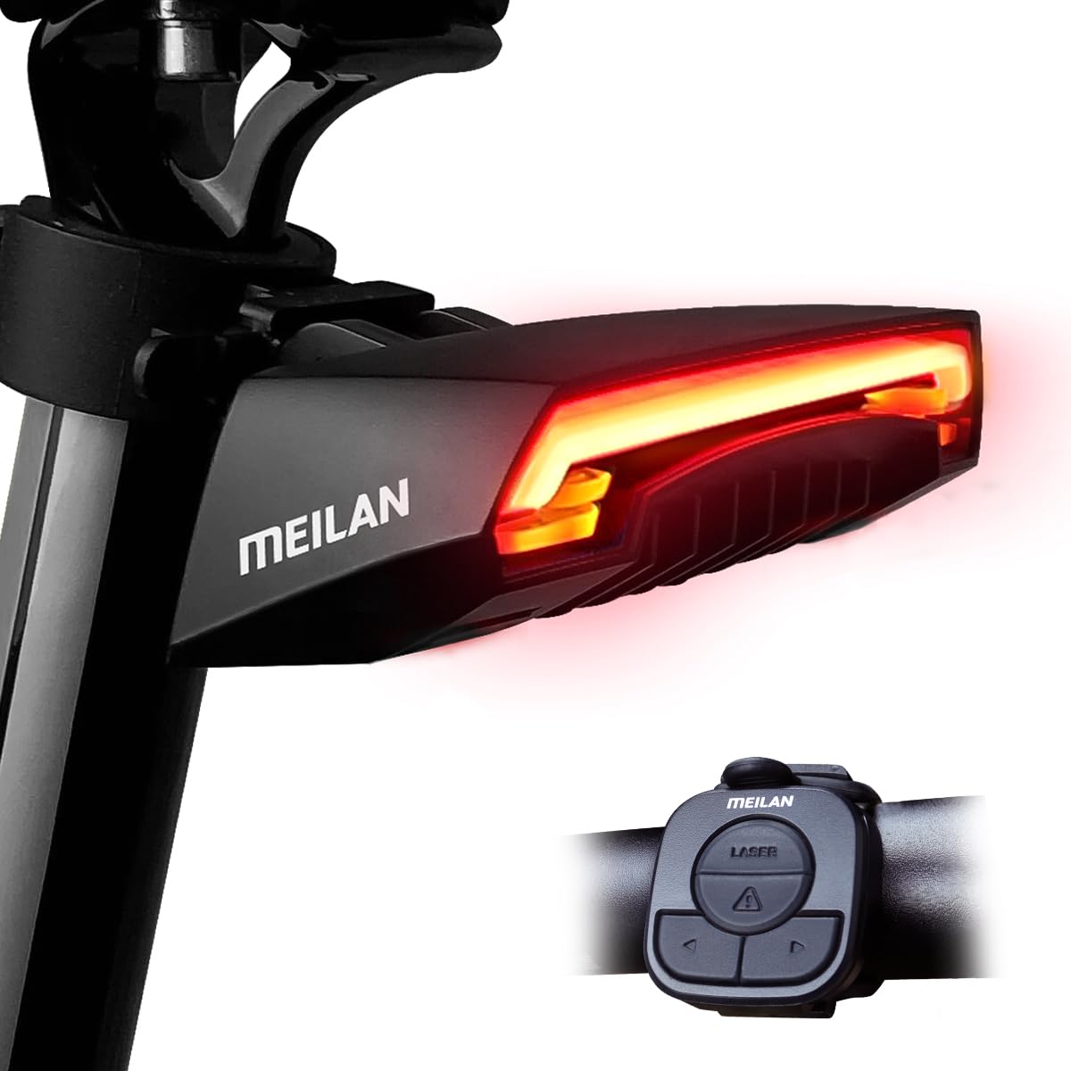 MEILAN X5 Smart Bike Tail Light Turning Signals Bike Light USB Rechargeable Bicycle Rear Light with Wireless Remote Control Cycling Safety Warning Light