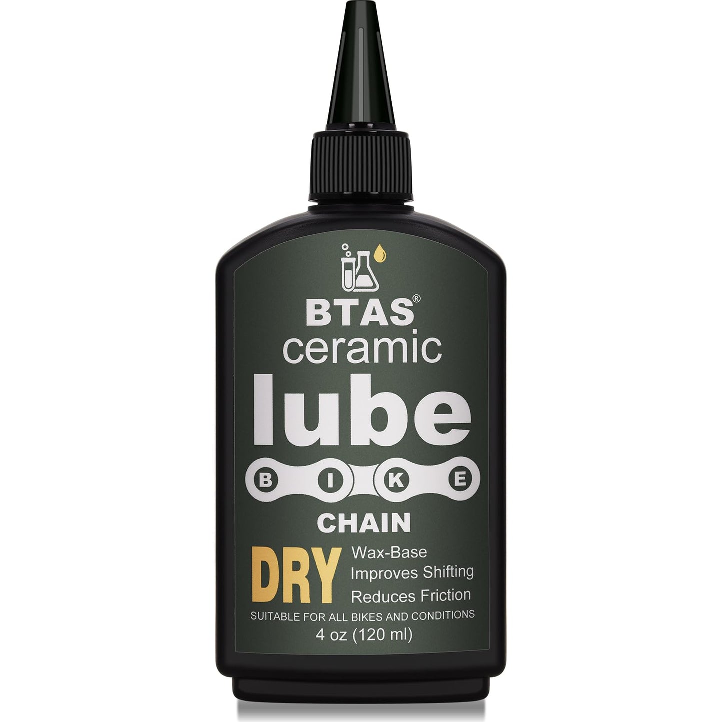 BTAS Dry Bike Chain Wax Lube 4 oz for RoadMountain BikeMTB & Bicycle Chain Lubricant Oil with Ceramic Nanoparticle and PTFE (Teflon)