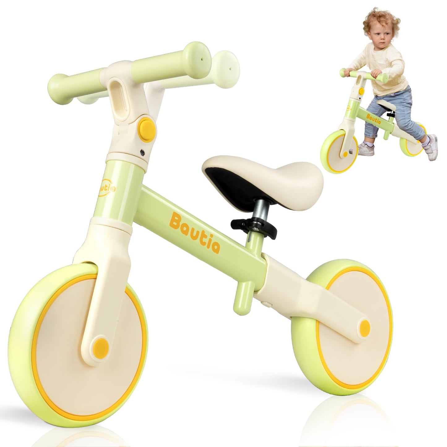 Balance Bike for 2 Year Old Adjustable Seat & Handlebar Age18 Months to 5 Years Old No-Pedal Training Bike Toddler Push Bicycle First Gifts-Green
