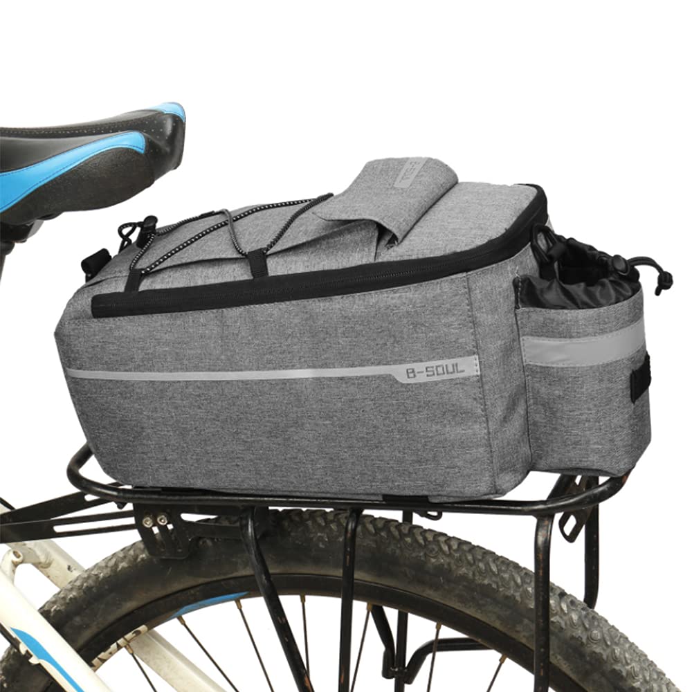 ZTZ Bike Rack Bag Bike Rear Seat Cargo Bag Bicycle Rear Rack Storage Luggage,8L Insulated Bicycle Trunk Bag Storage Luggage Bag Waterproof with Reflective Stripes (Grey)