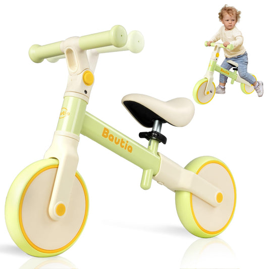 Balance Bike for 2 Year Old Adjustable Seat & Handlebar Age18 Months to 5 Years Old No-Pedal Training Bike Toddler Push Bicycle First Gifts-Green