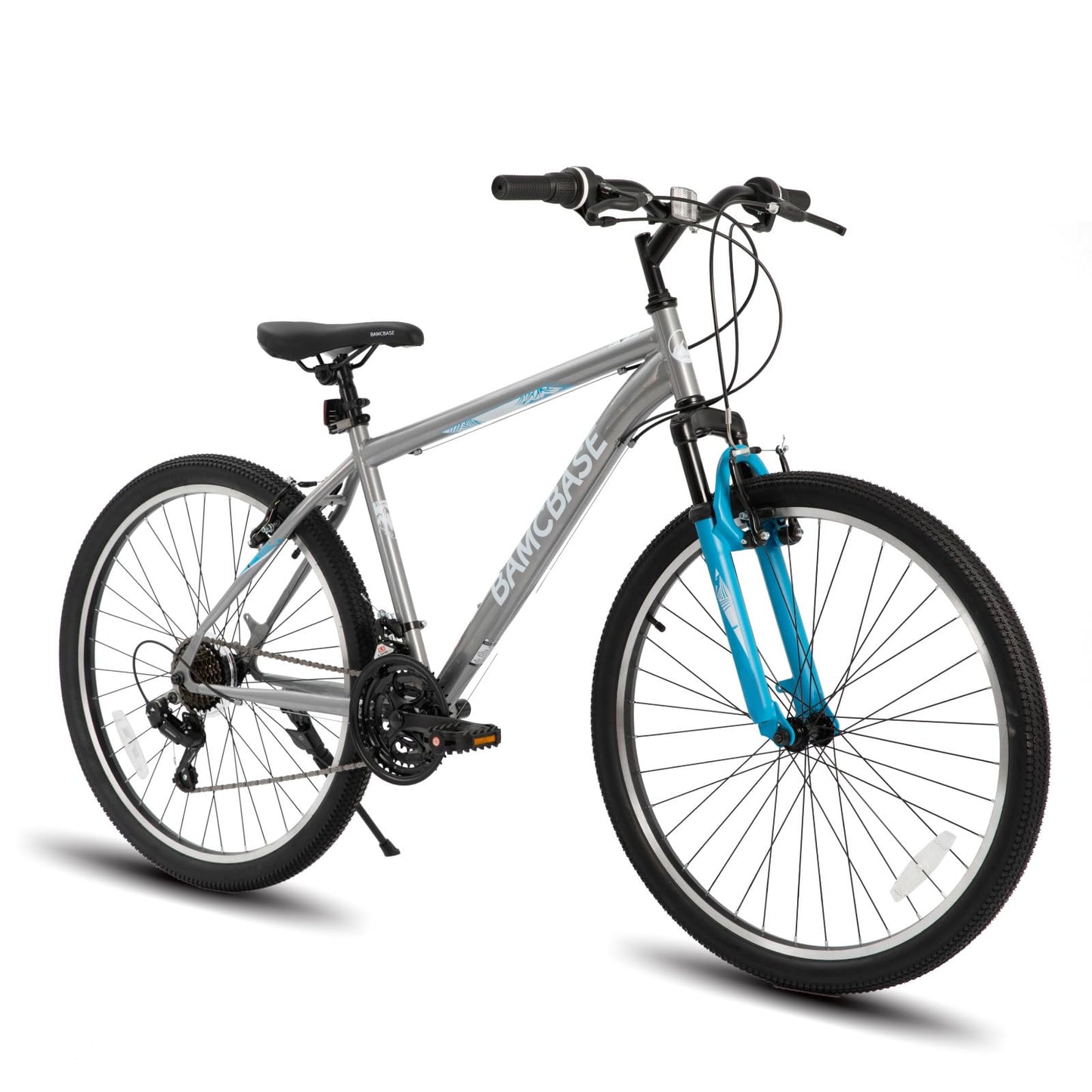 HH HILAND 26 Inch Mountain Bike Mens Womens MTB with 21 Speeds High-Tensile Steel Frame V Brake Hardtail Bicycle for Adults Gray