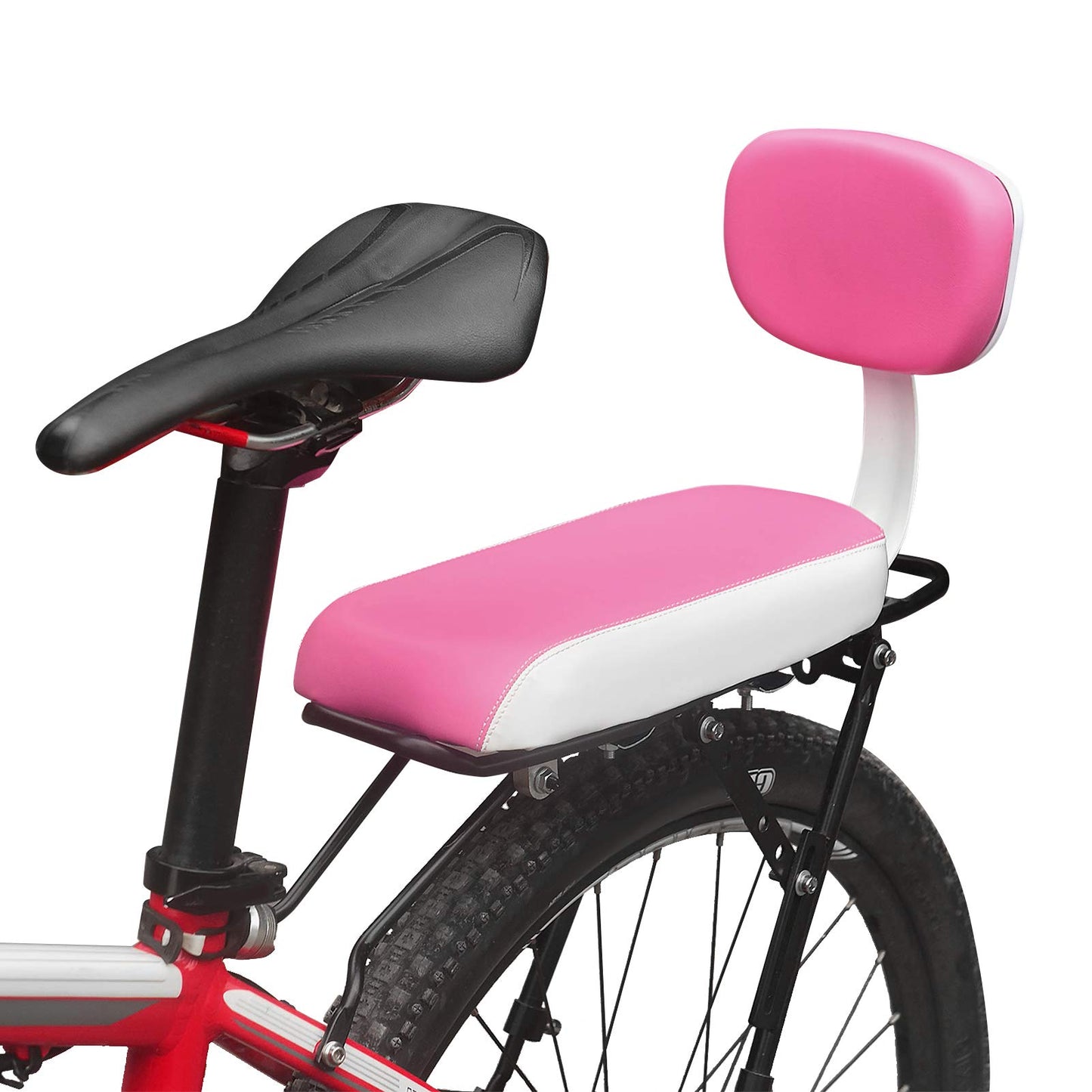 LIXADA Bicycle Back Seat Cycling Bike Bicycle Mountain Bike PU Leather Soft Cushion Rear Rack Seat Children Seat with Back Rests