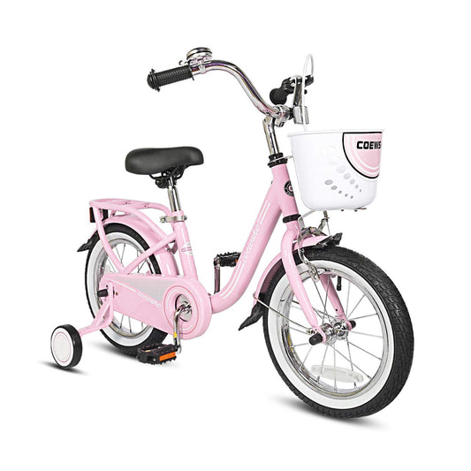COEWSKE Kids Bike Steel Frame Children Bicycle 14-16 Inch with Training Wheel(16" Pink)