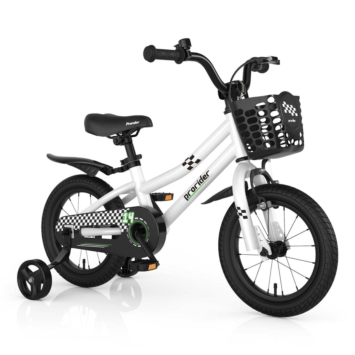 GYMAX 14” Kids Bike for 3-5 Years Childrens Bicycle w/Removable Training Wheels Basket & Dual Handbrake Toddler Bike for Boys Girls