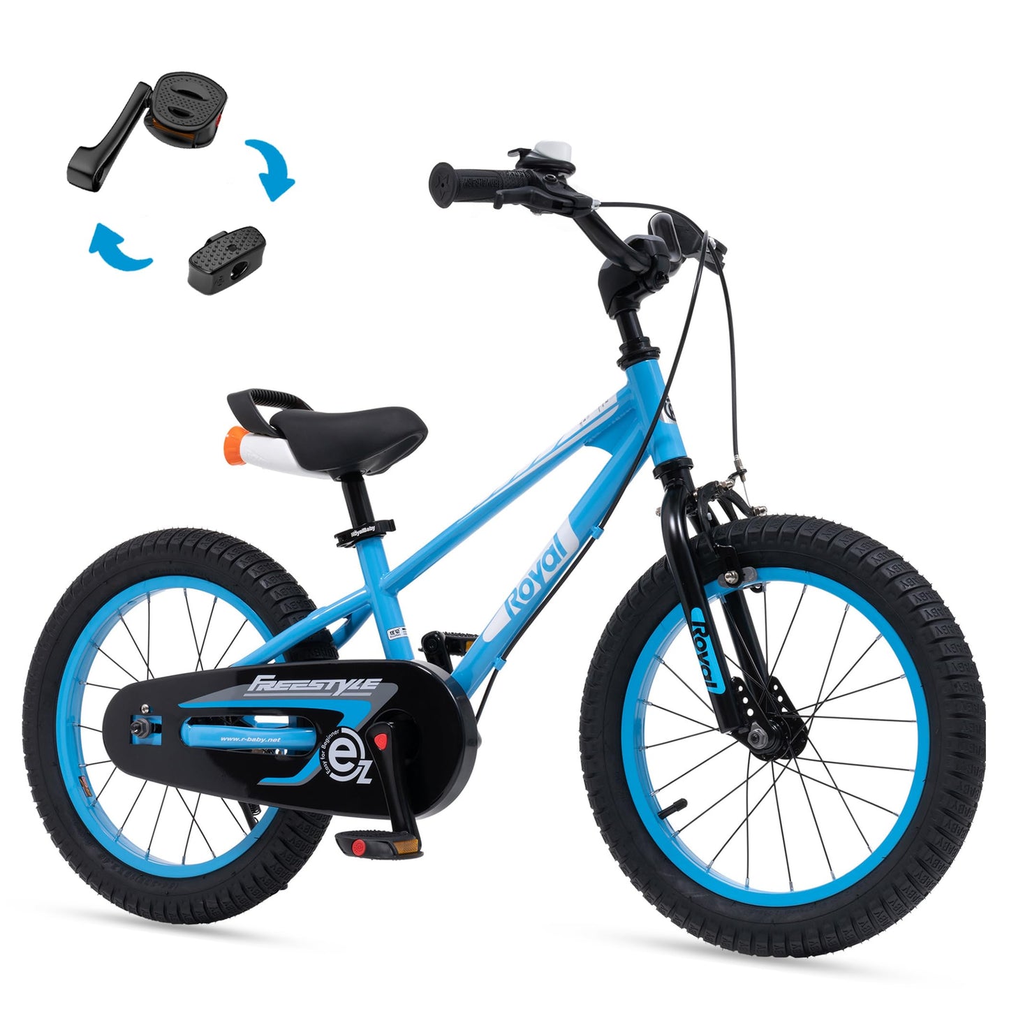Royalbaby EZ Kids Bike 16 Inch Balance Pedal Convertable Bicycle Easy Learn Balancing to Biking Boys Girls Ages 4-7 Years Beginners 16" Wheel Blue